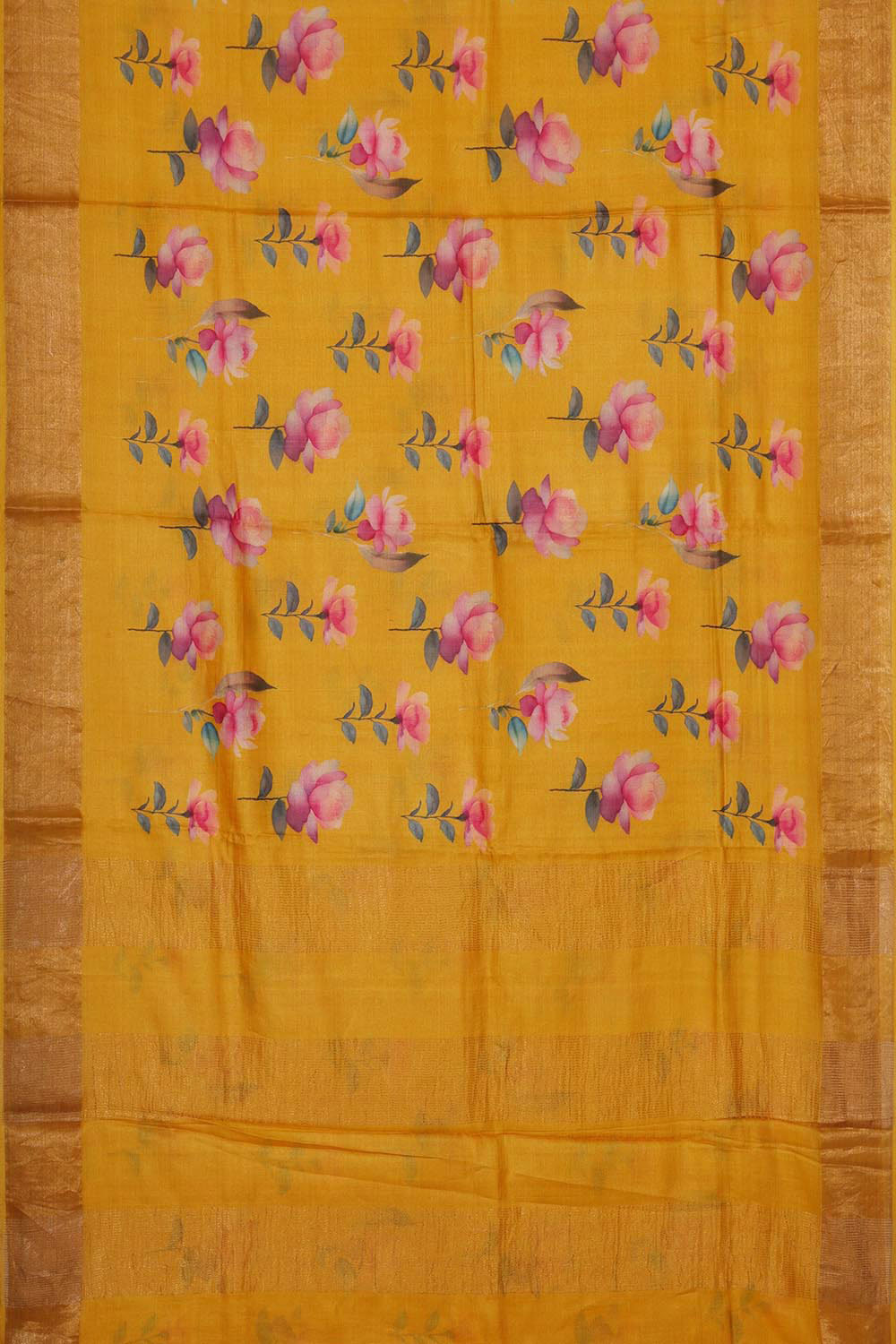 Tussar Silk Mustard Yellow Saree