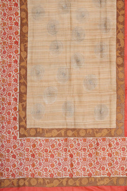 Image of Tussar Silk Cream Colour Saree