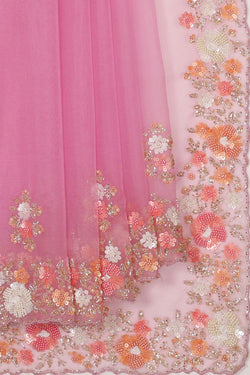 Collection of Organza Rose Pink Saree in a gallery layout