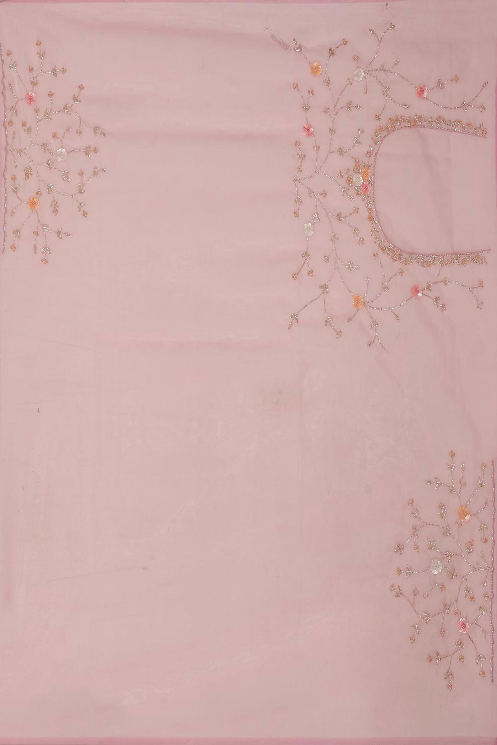 Collection of Organza Rose Pink Saree in a gallery layout