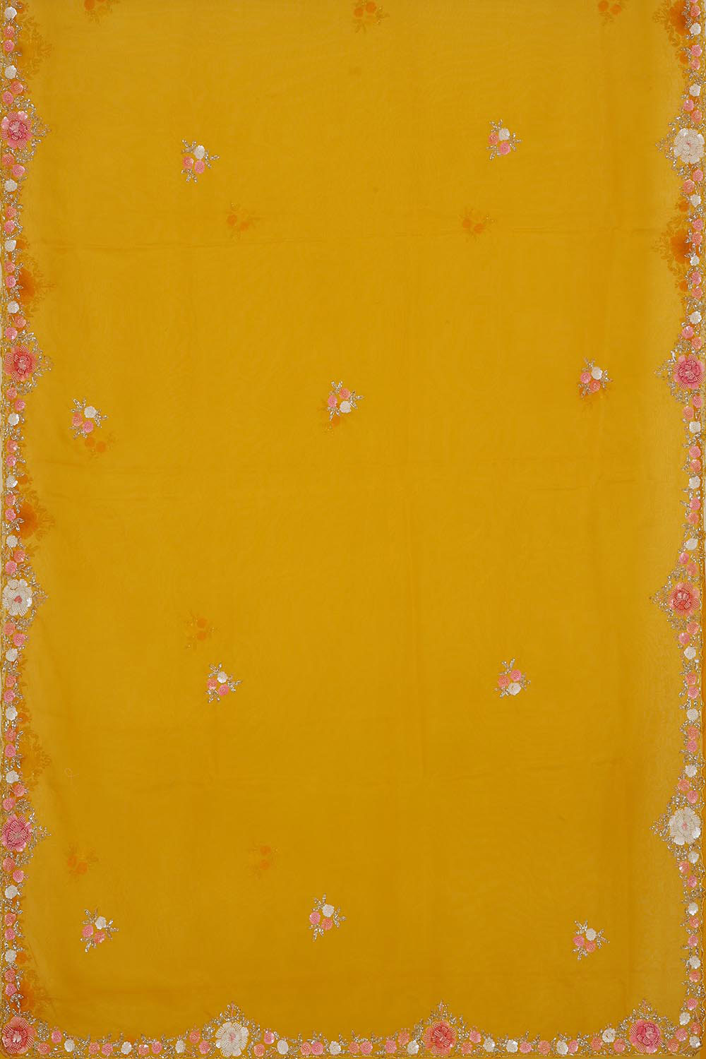 Collection of Organza Mustard Yellow Saree in a gallery layout