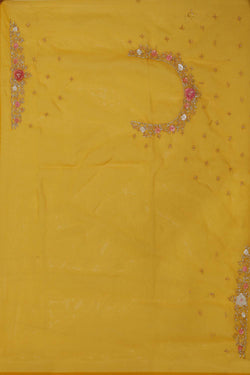 Collection of Organza Mustard Yellow Saree in a gallery layout