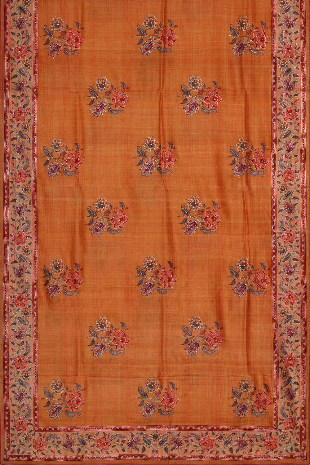 Tussar Silk Dull Orange Colour Saree