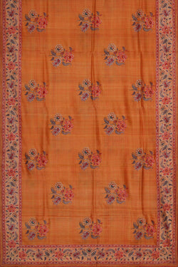 Image of Tussar Silk Dull Orange Colour Saree