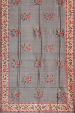 Image of Tussar Silk Grey Saree