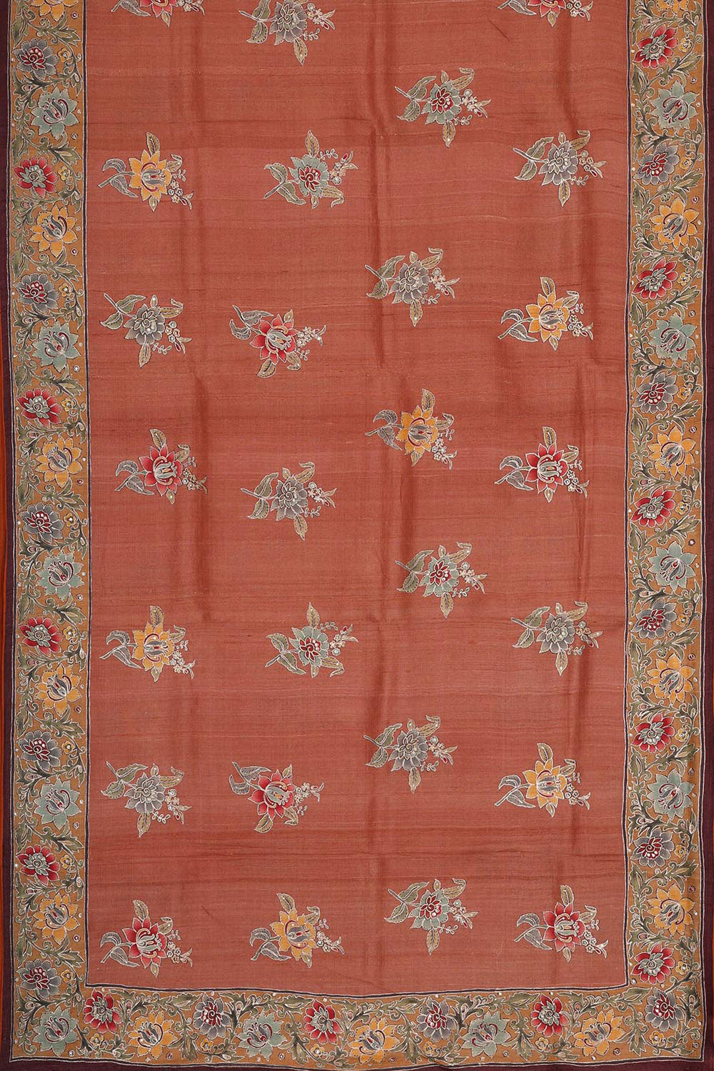 Tussar Silk Orangish Brown Saree