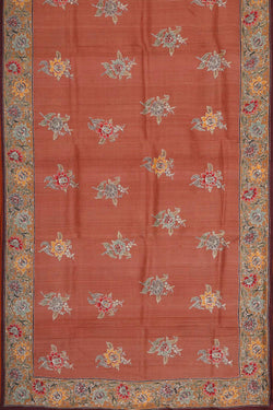 Image of Tussar Silk Orangish Brown Saree