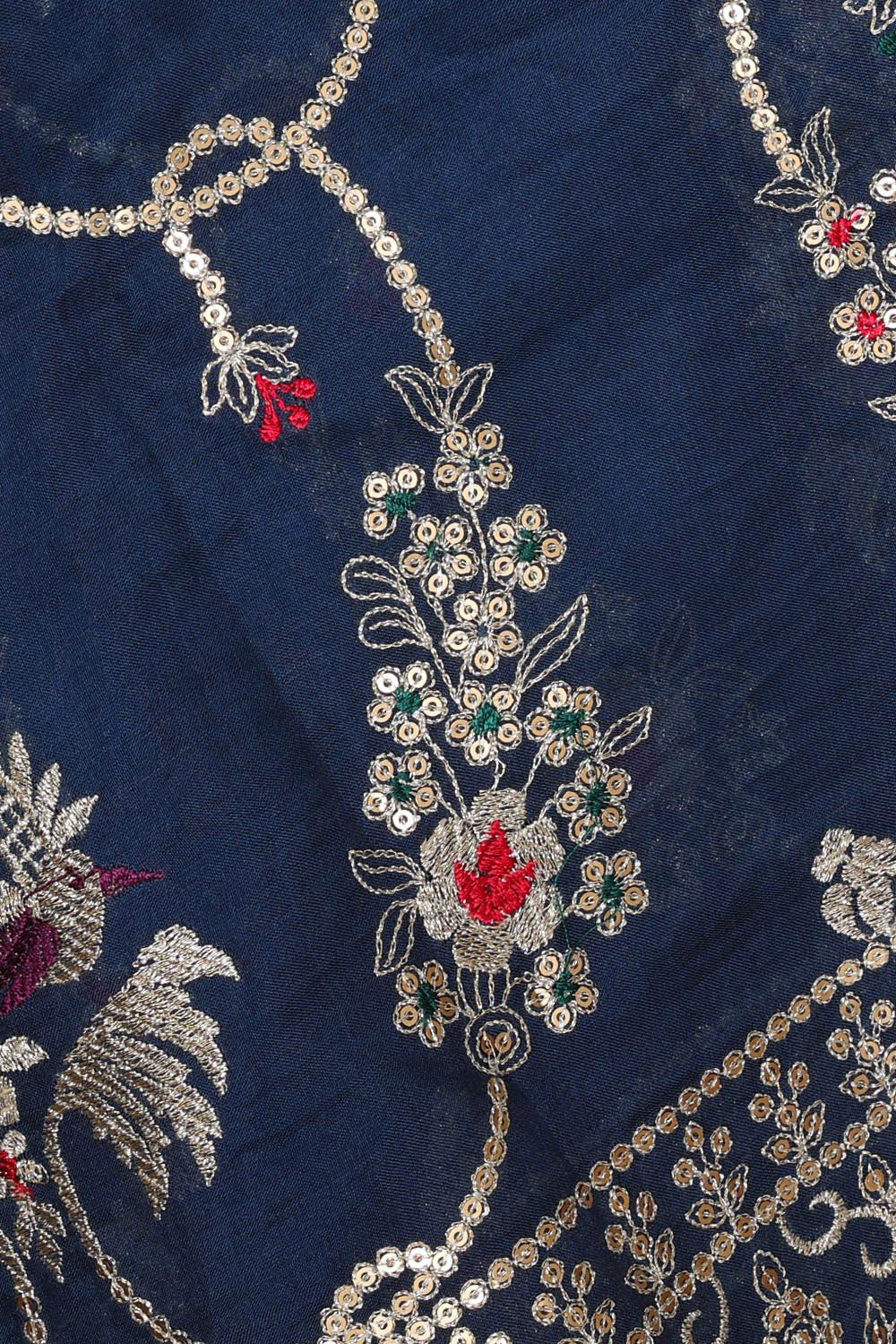 Collection of Organza Navy Blue Saree in a gallery layout