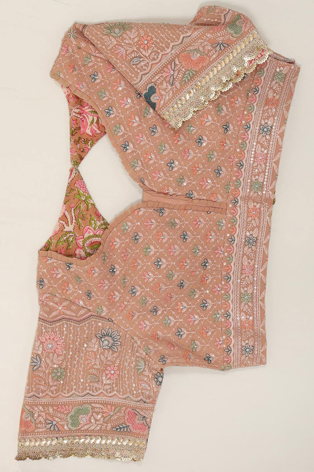 Image of Banarasi Georgette Light Peach Colour Saree