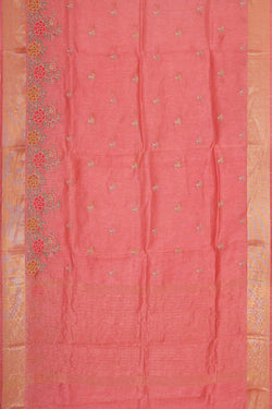 Collection of Linen Onion Pink Saree in a gallery layout