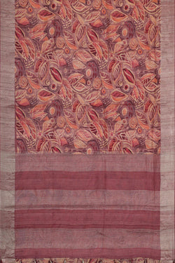 Image of Tussar Jute Silk Dark Onion Pink Saree