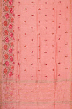 Image of Linen Peach Pink Saree