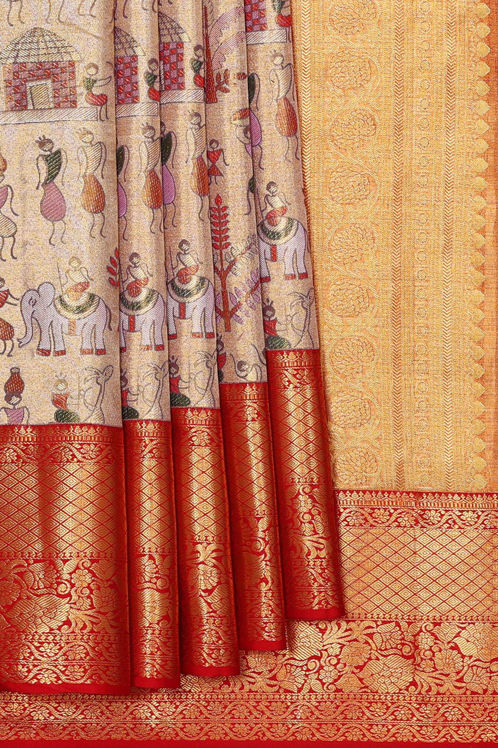 Kanchipattu Gold Colour Brocade Saree