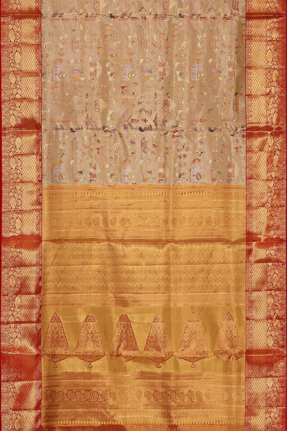 Image of Kanchipattu Gold Colour Brocade Saree