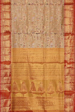 Image of Kanchipattu Gold Colour Brocade Saree