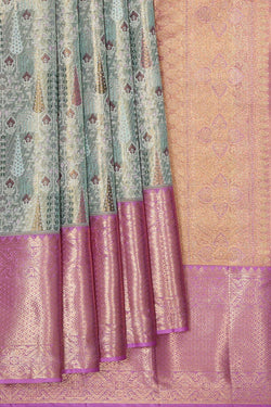 Image of Kanchipattu Light Sea Green Colour Brocade Saree