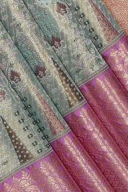 Image of Kanchipattu Light Sea Green Colour Brocade Saree