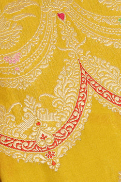 Collection of Banarasi Silk Light Mustard Yellow Saree in a gallery layout