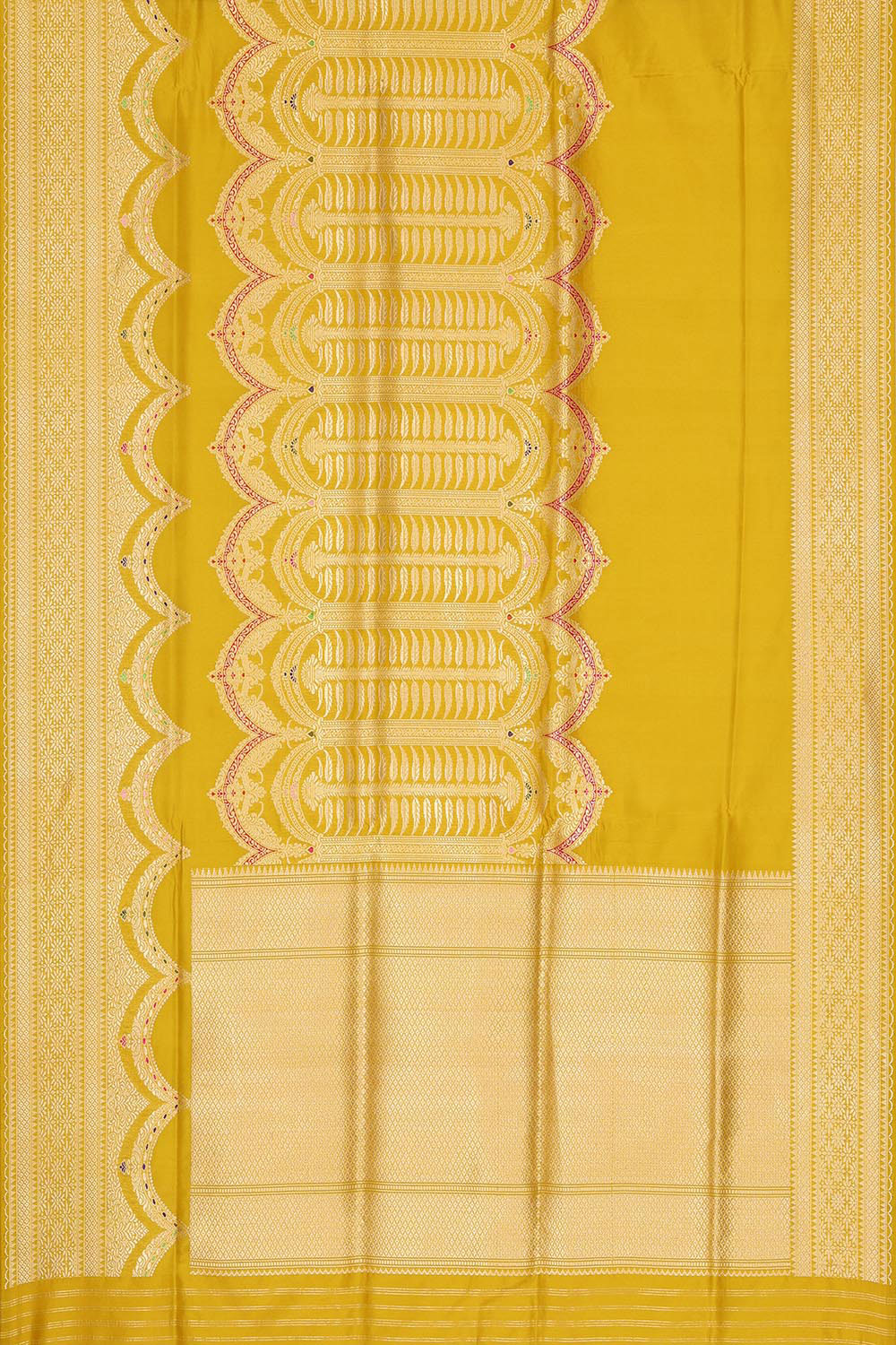 Collection of Banarasi Silk Light Mustard Yellow Saree in a gallery layout