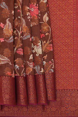 Collection of Printed Banarasi Brown Woven Saree in a gallery layout