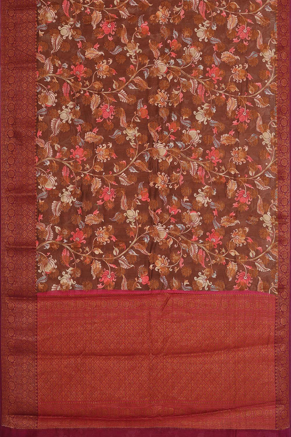 Collection of Printed Banarasi Brown Woven Saree in a gallery layout