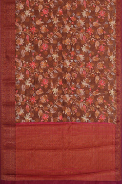 Collection of Printed Banarasi Brown Woven Saree in a gallery layout