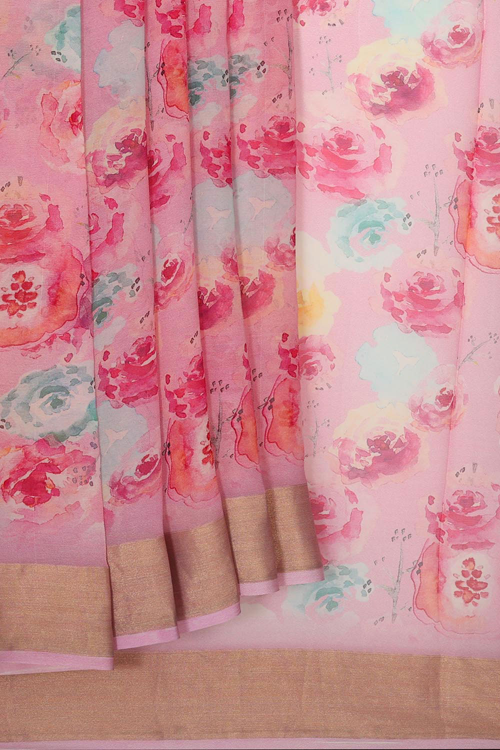 Collection of Chiffon Light Rose Pink Colour Saree in a gallery layout