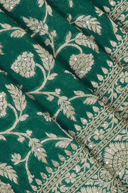 Image of Banarasi Georgette Teal Green Saree