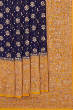 Collection of Banarasi Georgette Navy Blue Saree in a gallery layout