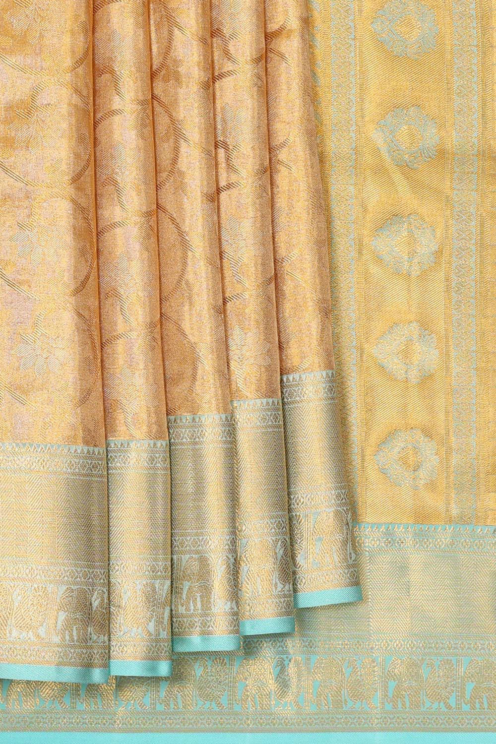 Kanchipattu Gold Colour Brocade Saree