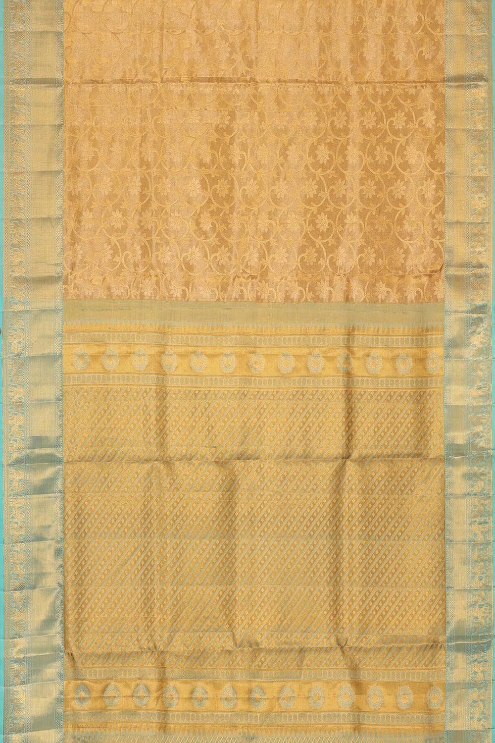 Image of Kanchipattu Gold Colour Brocade Saree