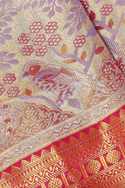 Image of Kanchipattu Golden Lavender Brocade Saree