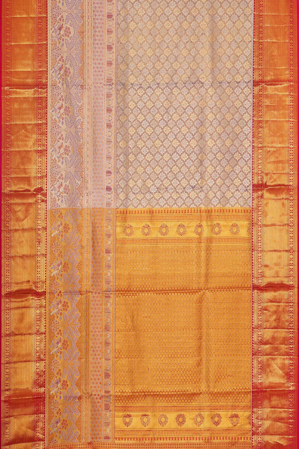 Kanchipattu Golden Lavender Brocade Saree