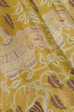 Image of Kanchipattu Mehndi Green Tissue Brocade Saree