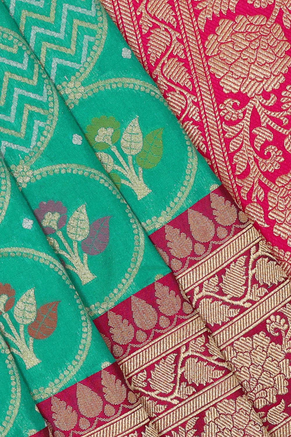 Collection of Banarasi Silk Dark Sea Green Colour Saree in a gallery layout