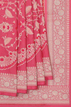 Collection of Banarasi Silk Dark Rose Pink Colour Saree in a gallery layout