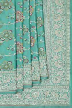 Image of Banarasi Silk Turquoise Blue Saree