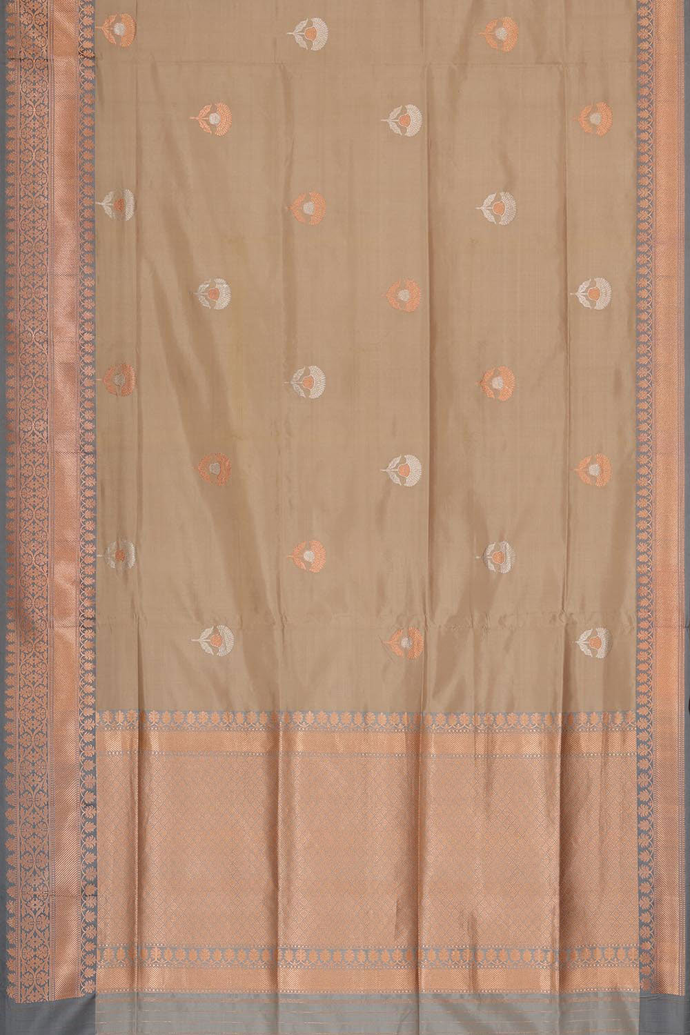 Banarasi Khatan Silk Dark Ivory Cream Saree