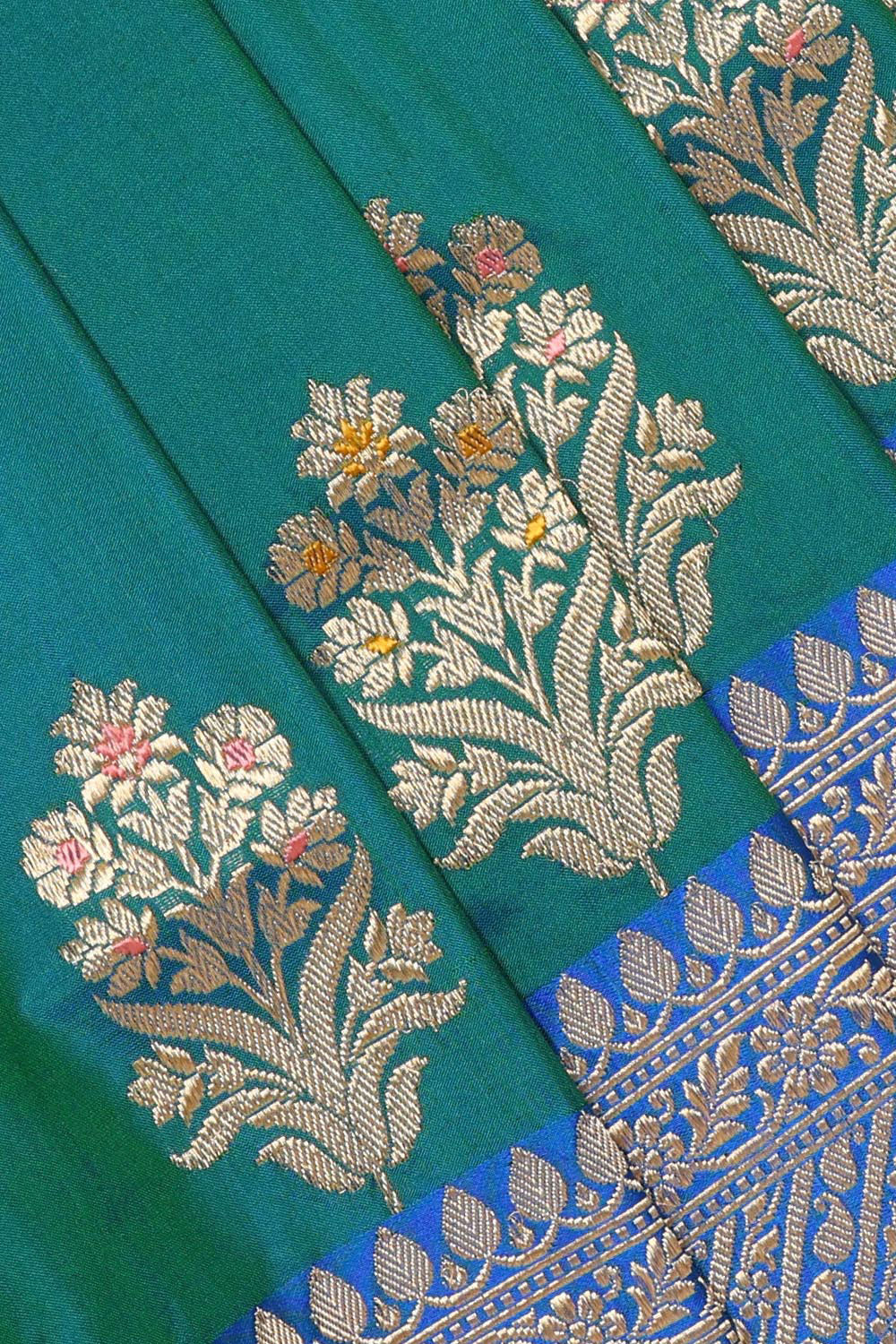 Banarasi Silk Peacock Green Saree