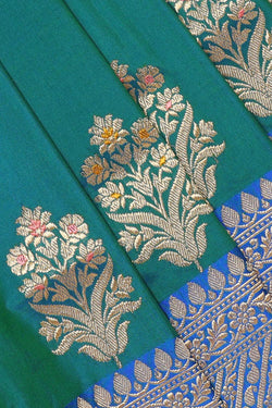 Image of Banarasi Silk Peacock Green Saree