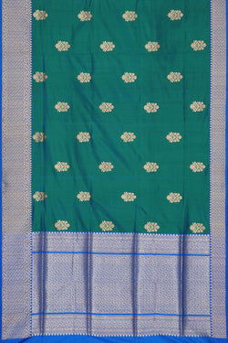 Collection of Banarasi Silk Peacock Green Saree in a gallery layout