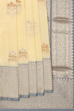 Collection of Banarasi Silk Light Yellow Colour Saree in a gallery layout