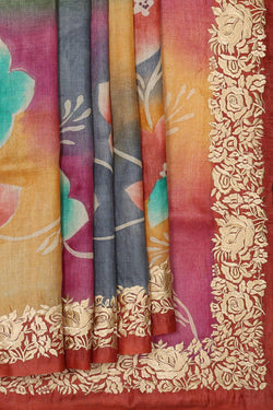 Image of Tussar Silk Multi Colour Saree