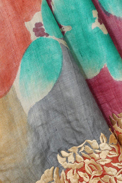 Image of Tussar Silk Multi Colour Saree