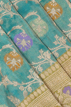 Image of Banarasi Silk Teal Blue Saree