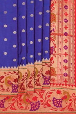 Collection of Paithani Silk Royal Blue Saree in a gallery layout