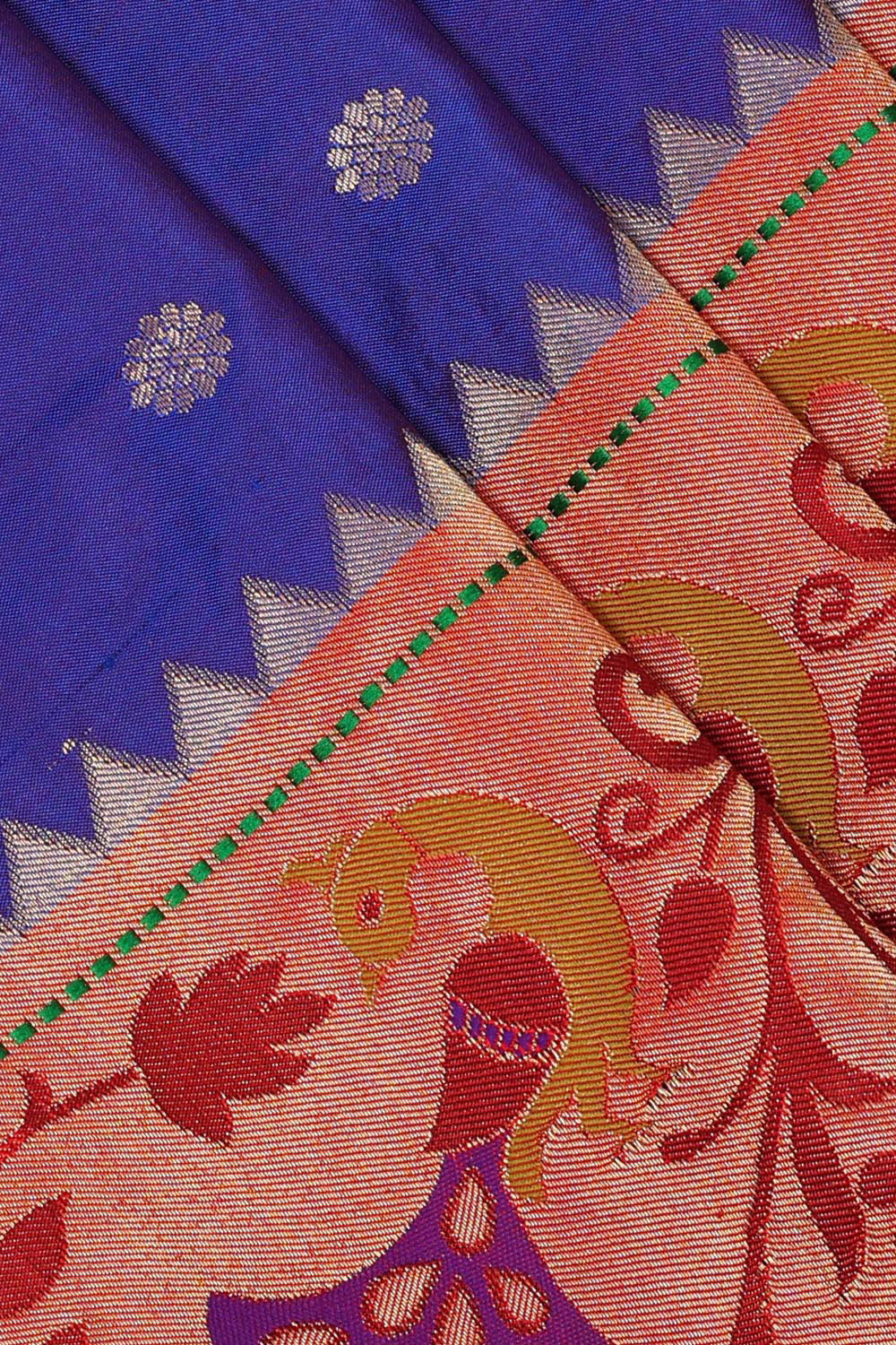 Collection of Paithani Silk Royal Blue Saree in a gallery layout