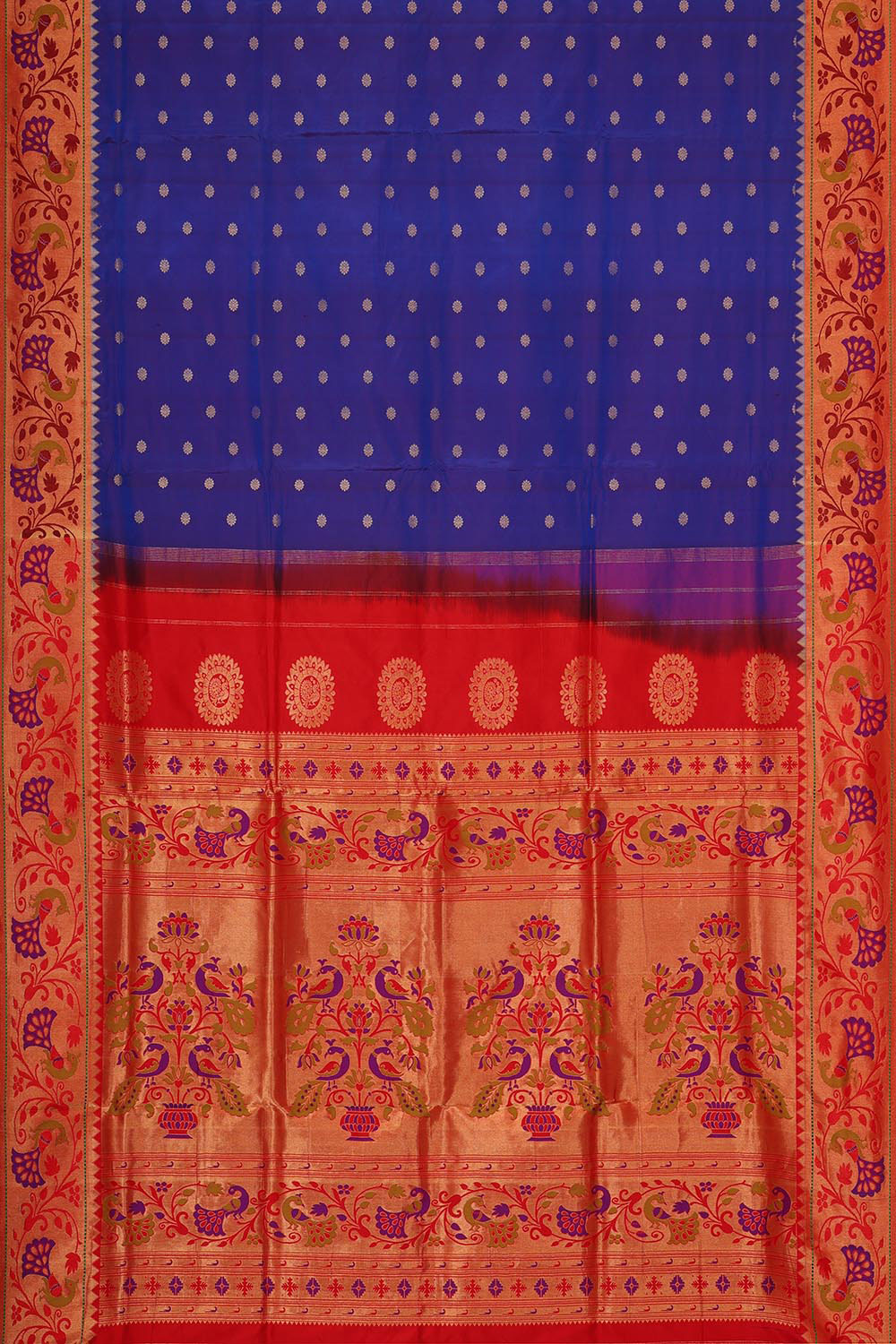 Collection of Paithani Silk Royal Blue Saree in a gallery layout