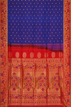 Collection of Paithani Silk Royal Blue Saree in a gallery layout