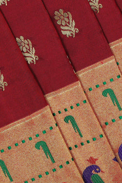 Collection of Paithani Silk Maroon Saree in a gallery layout